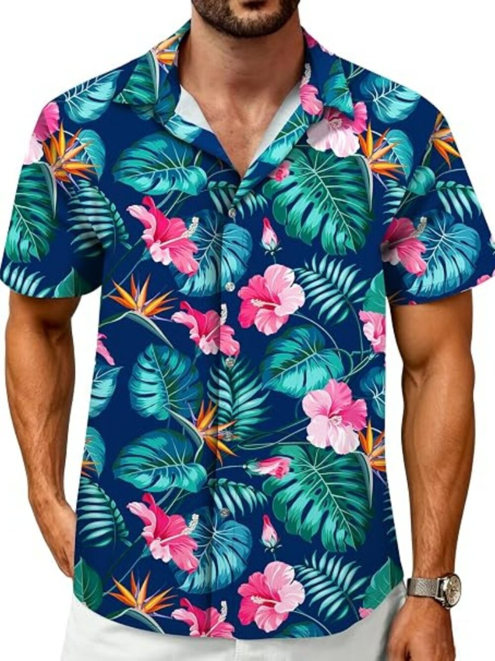 NWT Mizvsitrd Hawaiian Shirt Men XXL Tropical Floral Beach Button Down New